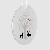 Winterbaum Roter Kardinal Hirsch Weihnachtsschmuck Ornament (Vorderseite)