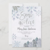 Winterbaum Schneeflocken Schnee in Liebe Brautpart Einladung (Vorderseite)
