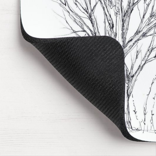 Winterbaum Schwarzer Farbton Zeichnend Kunst Sketc Mousepad (Ecke)