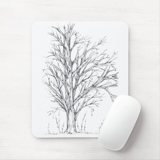 Winterbaum Schwarzer Farbton Zeichnend Kunst Sketc Mousepad (Mit Mouse)