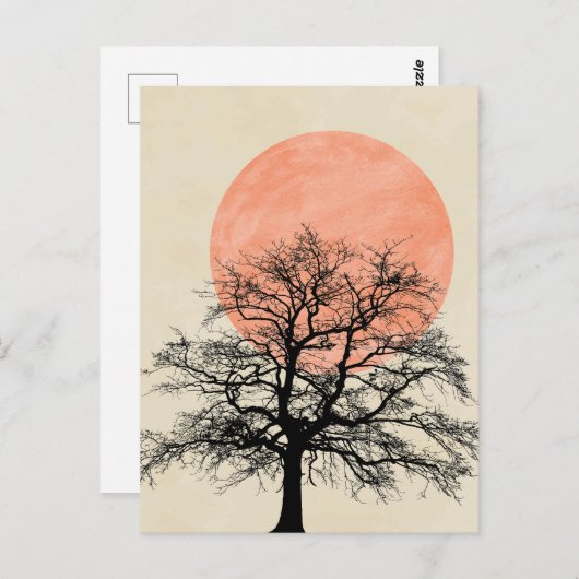 Winterbaum Silhouette Sun Postkarte (Vorne/Hinten)