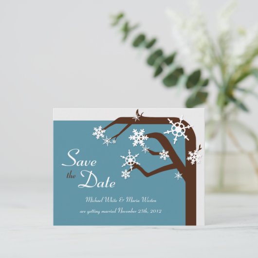 Winterbaum Snowflake Ankündigung Datum freihalten (Stehend Vorderseite)