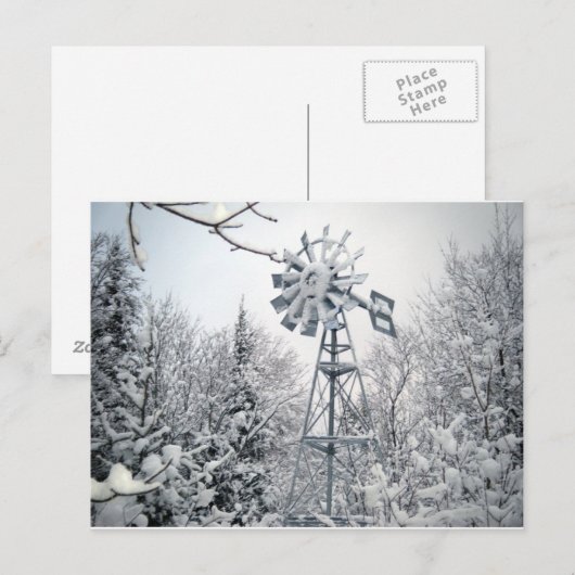 Winterbaum-Szene von Windmill Postkarte (Vorne/Hinten)