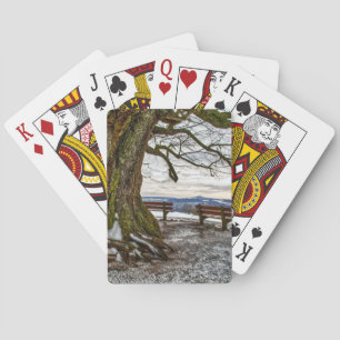 Winterbaum und Bänke Spielkarten