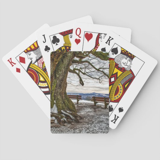 Winterbaum und Bänke Spielkarten (Rückseite)