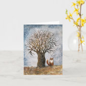 Winterbaum und Fuchs Karte (Gelbe Blume)