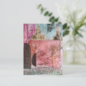 Winterbaum- und Gebäude-Mixed-Media-Collage Postkarte (Stehend Vorderseite)