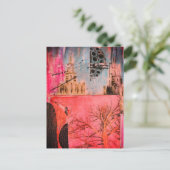 Winterbaum- und Gebäude-Mixed-Media-Collage Postkarte (Stehend Vorderseite)