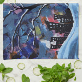 Winterbaum und Stadtlampen Originelles Kunstwerk Geschirrtuch (Gefaltet)