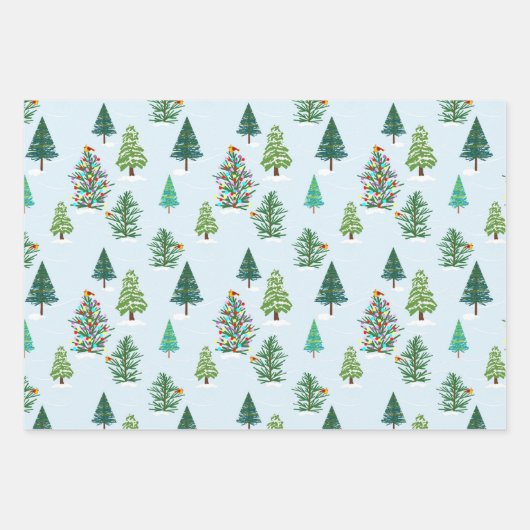 Winterbaum-Urlaubstrio-Geschenkpackung Geschenkpapier Set (Vorderseite 3)