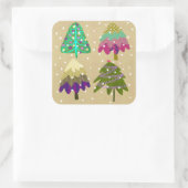 Winterbäume abgerundete Aufkleber (Tasche)