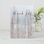 Winterbäume auf blauem Whimsical Flat Danke Karte (Stehend Vorderseite)