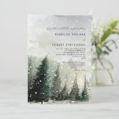 Winterbäume Bergurlaub Hochzeitseinladung Einladung (Stehend Vorderseite)