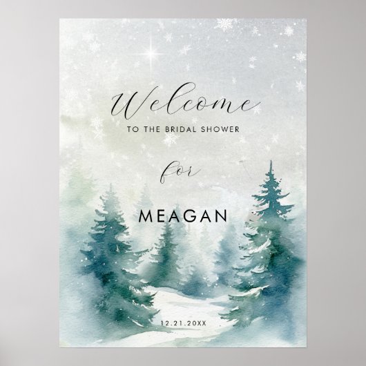 Winterbäume Brautparty Begrüßungszeichen Poster (Vorne)