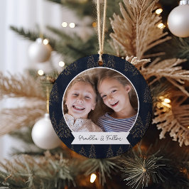 Winterbäume Doppelseitiges Personalisiertes Foto Keramik Ornament