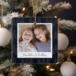 Winterbäume Doppelseitiges Personalisiertes Foto Keramikornament