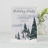 Winterbäume Elegante Grünen Wald Feiertag Einladung (Stehend Vorderseite)