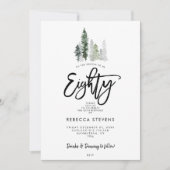 Winterbäume feierlich 80. Geburtstagsfeier Einladung (Vorderseite)