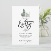 Winterbäume feierlich 80. Geburtstagsfeier Einladung (Stehend Vorderseite)