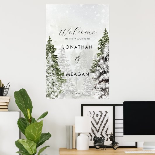 Winterbäume Feiertag Begrüßungszeichen Poster (Heimbüro)