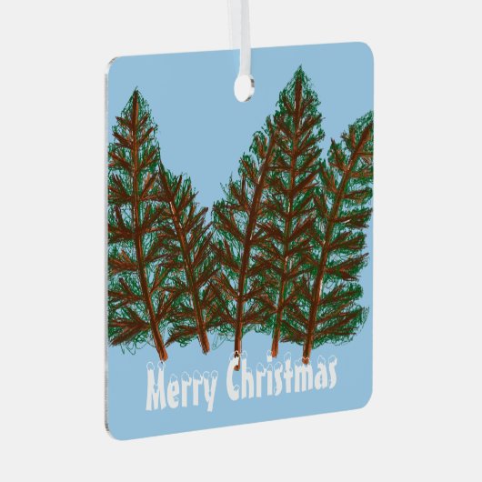 Winterbäume frohe Weihnachten Ornament Aus Metall (Vorderseite Rechts)