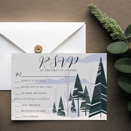 Winterbäume Hochzeit mit RSVP-Karte RSVP Karte