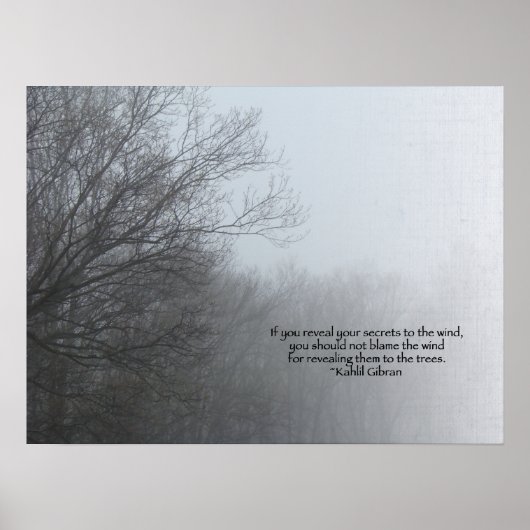 Winterbäume im Nebel - Zitat von Khalil Gibran Poster (Vorne)