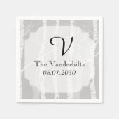 Winterbäume in der grauen Monogramm-Hochzeit Serviette (Vorderseite)