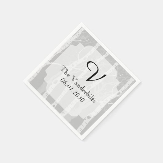 Winterbäume in der grauen Monogramm-Hochzeit Serviette (Ecke)