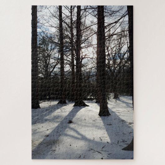 Winterbäume in Sonnenlicht und Schnee Puzzle (Vertikal)