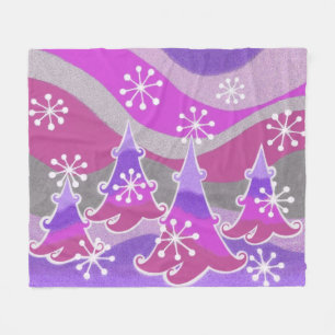 Winterbäume Lila Fleecedecke