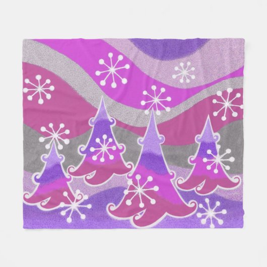 Winterbäume Lila Fleecedecke (Vorderseite (Horizontal))