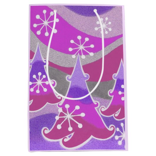 Winterbäume Lila Geschenktasche Mittlere Geschenktüte (Vorderseite)