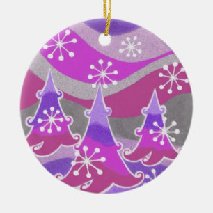 Winterbäume Lila Ornamente
