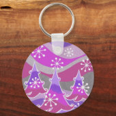 Winterbäume Lila Schlüsselanhänger (Vorderseite)