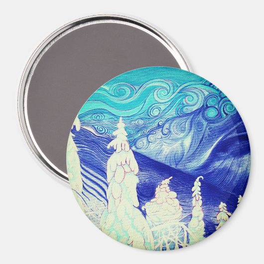 Winterbäume mit Blick auf die Kerbe Magnet (Vorderseite/Rückseite)