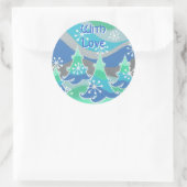 Winterbäume "mit Liebe" Rundaufkleber Runder Aufkleber (Tasche)