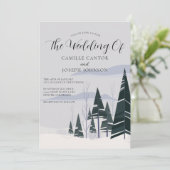 Winterbäume Moderne Hochzeit im Schneewald Einladung (Stehend Vorderseite)