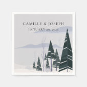 Winterbäume Moderne Schneewaldhochzeit Serviette (Vorderseite)