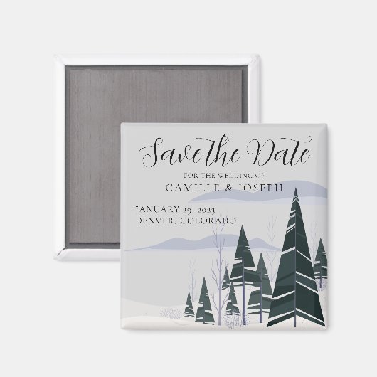 Winterbäume Moderner Schneewald Save the Date Magnet (Vorderseite/Rückseite)