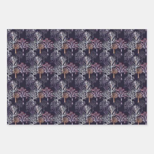 Winterbäume Modernes botanisches Wasserfarbenmuste Geschenkpapier Set (Vorderseite)