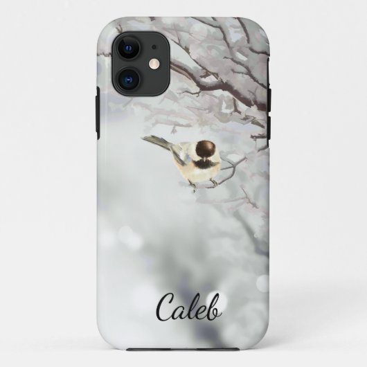 Winterbäume Niedlicher Chickadee Bird individuell Case-Mate iPhone Hülle (Rückseite)