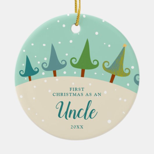 Winterbäume Personalisiert als Onkel Keramik Ornament (Vorne)