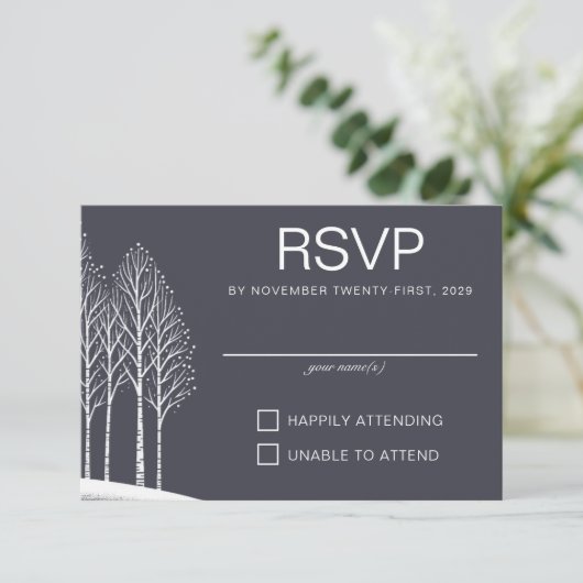 Winterbäume RSVP Karte (Stehend Vorderseite)