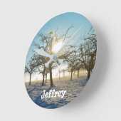 Winterbäume - - runde wanduhr (Winkel)