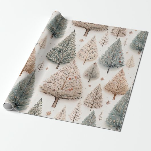 Winterbäume - Rustikaler Urlaubswald (1) Geschenkpapier (Ungerollt)
