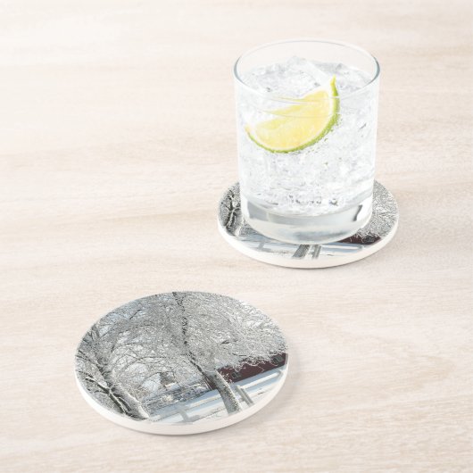 Winterbäume Sandstein Untersetzer (Seite)