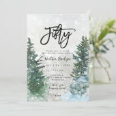 Winterbäume Schnee 50. Geburtstagsparty Einladung (Stehend Vorderseite)