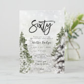 Winterbäume Schnee 60. Geburtstagsparty Einladung (Stehend Vorderseite)