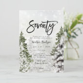 Winterbäume Schnee 70. Geburtstagsparty Einladung (Stehend Vorderseite)